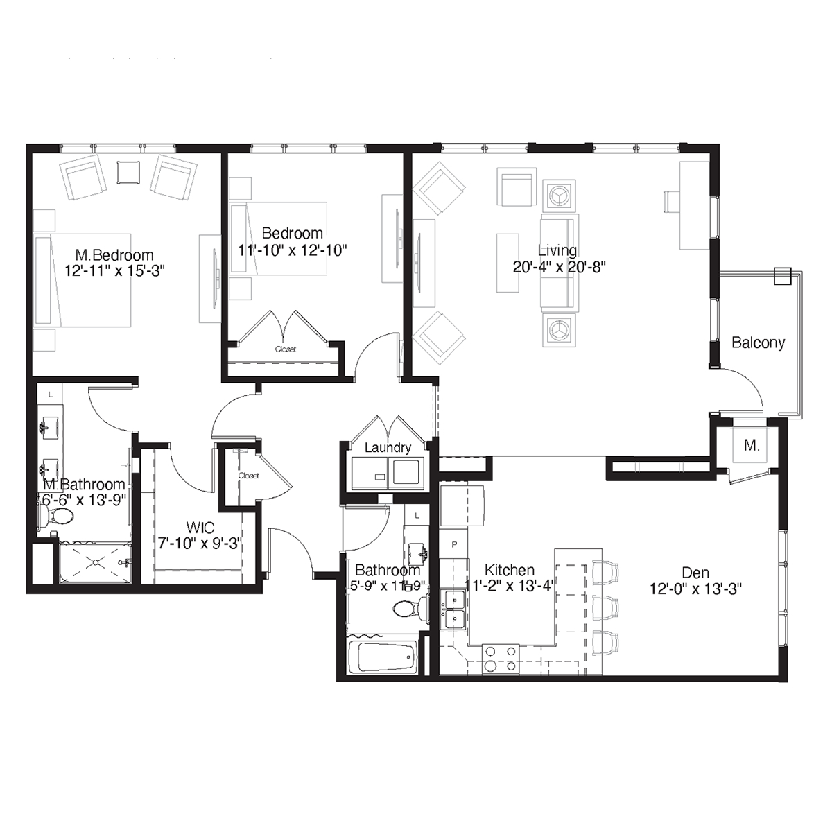 SilverCreek Apartment Floor Plan Two Bedroom