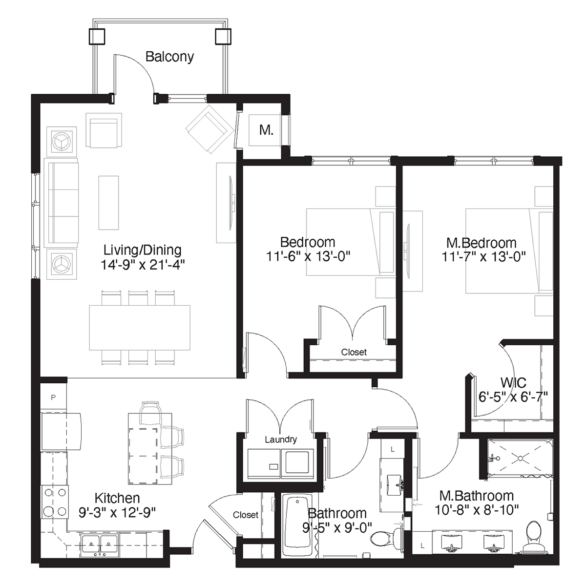 SilverCreek Apartment Floor Plan Two Bedroom